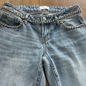 PacSun low rise baggy wide leg rhinestone jeans